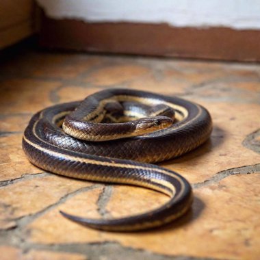 snake on the floor in the house  clipart