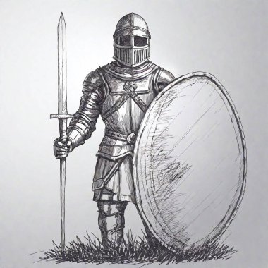 sketch of the warrior. hand drawn illustration. clipart