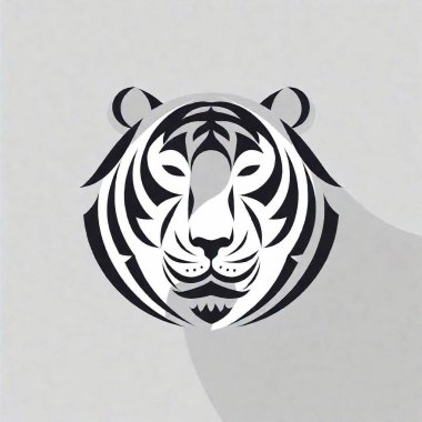 minimalism tiger head logo in the silver clipart