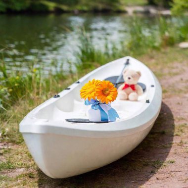 white flowers on a boat clipart