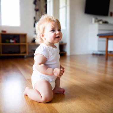 portrait of cute baby in room clipart