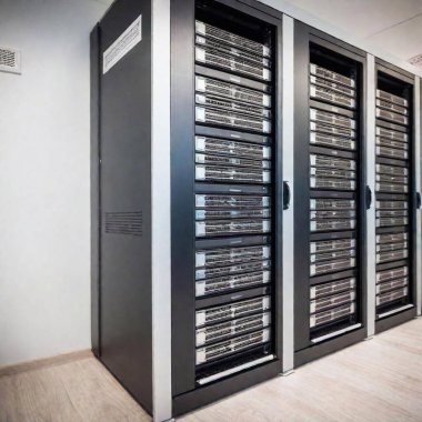 rows of data cloud hardware inside data center clipart