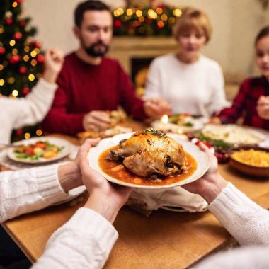 family having dinner at home clipart