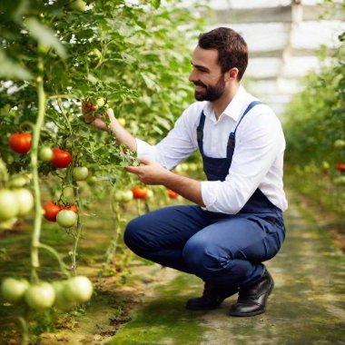 farmer in a greenhouse clipart