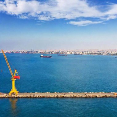 aerial view of the port of barcelona, spain clipart