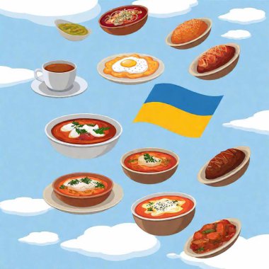 russian food, vector illustration. clipart