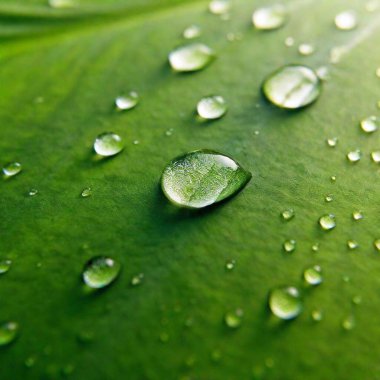 green leaf with water drops clipart