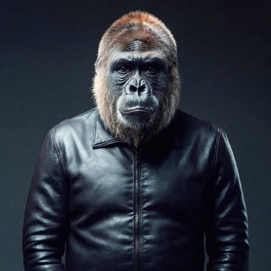 gorilla gorilla with a black jacket clipart