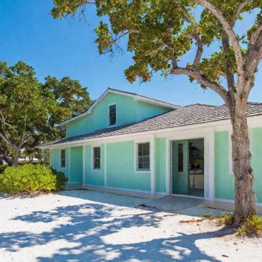 sea green house on quartz white sand beach on the emerald coast of florida clipart