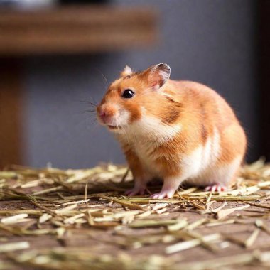 red - brown hamster in its mouth clipart