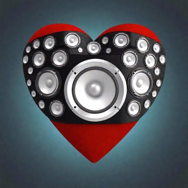 heart in the shape of many subwoofers clipart