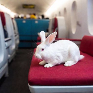 white rabbit in the airport clipart