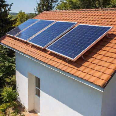 solar panels on the roof of the house clipart