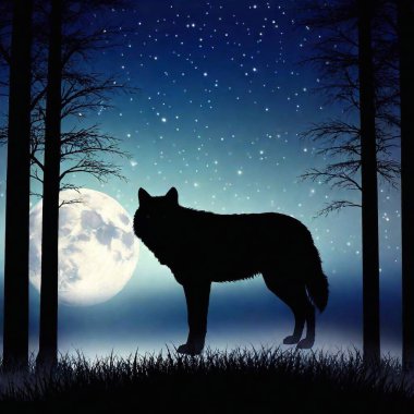 wolf in the forest clipart