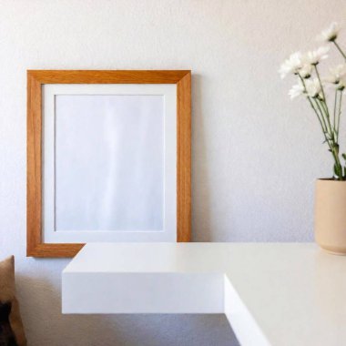 4:5 ratio empty frame on desk near couch clipart