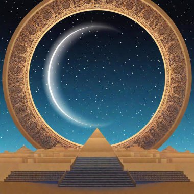 ancient egyptian pyramid in night clipart