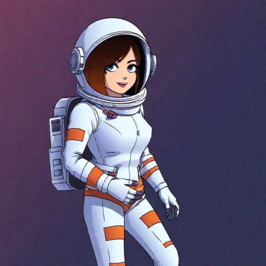 astronaut drawn in cel animation style clipart