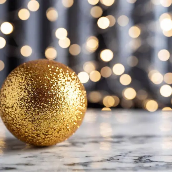 Golden Christmas Ball Floor Festive Christmas Background — Stock Photo, Image