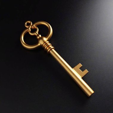 golden key on black background clipart