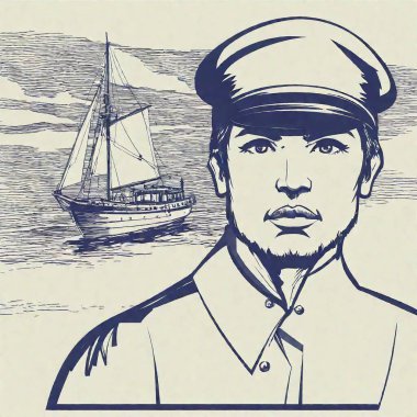 vector illustration of a man in the boat clipart