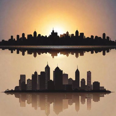 create a background of a city silhouette with one side facing down\ clipart