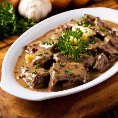 beef stroganoff on a platter clipart