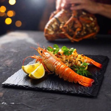 seafood on a table clipart