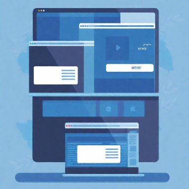 A rectangular illustration showing 2 computer screens next to each other. On the left screen, a website with the URL including the prefix 'www', visually more intricate and traditional. On the right screen, a website with a URL without the 'www' clipart