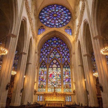 interior of st. vitus cathedral in prague, czech republic clipart