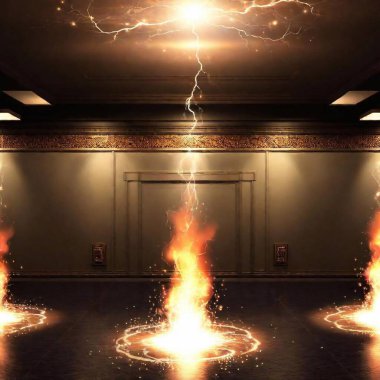 fire with lightning on background clipart