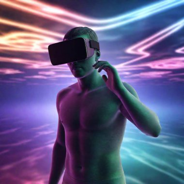 Virtual Reality Mind Palace: Show a person exploring a virtual reality that maps directly to their neural pathways. This 