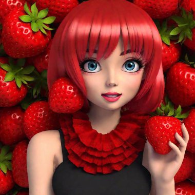 beautiful young woman with strawberry clipart