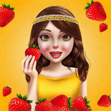 cute little girl with strawberries. vector illustration. clipart