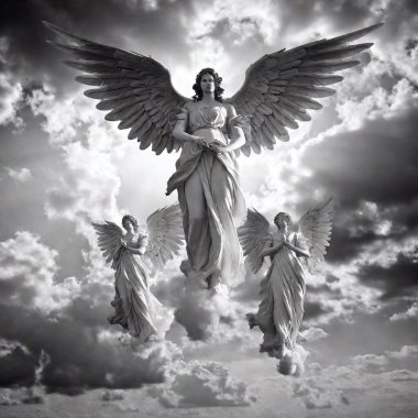 angel with wings and clouds clipart