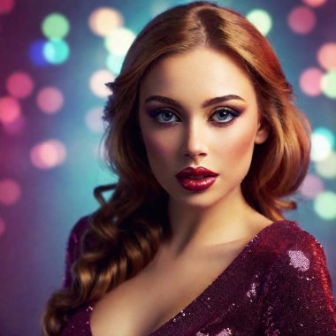 beautiful girl with shiny make up. beauty portrait of sexy young woman clipart