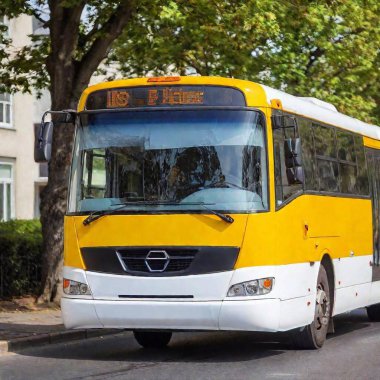 white bus on the street clipart