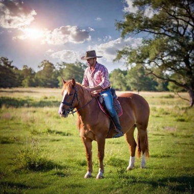 man in a hat riding a horse clipart