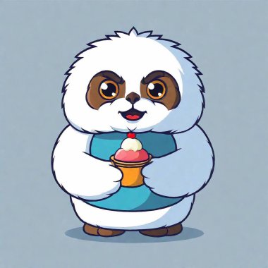 cute little panda holding cream clipart