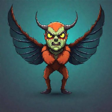 halloween monster with wings clipart