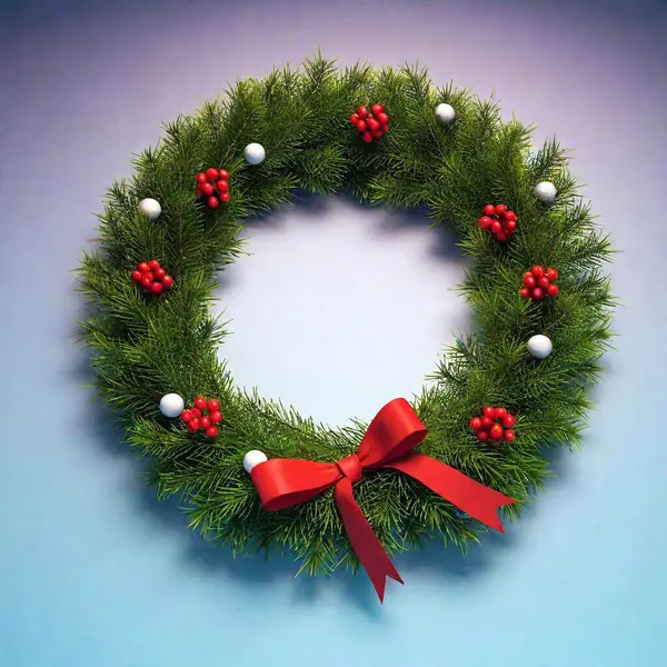Christmas Wreath Blue Background — Stock Photo, Image