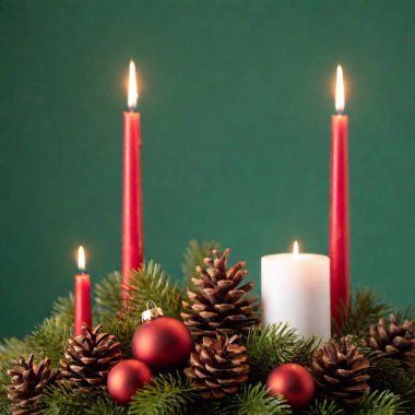 christmas candle in the form of the burning christmas tree on a dark background. clipart