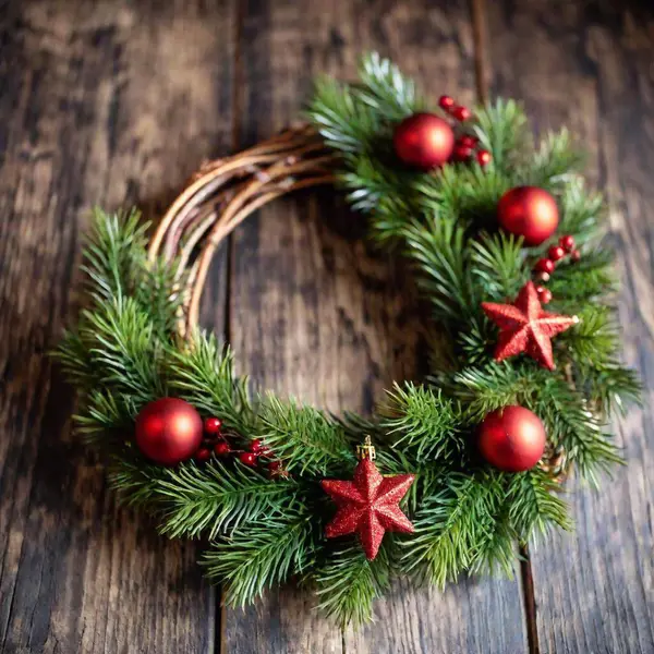 Create Extreme Macro Photo Winter Solstice Door Decorations Use Rack — Stock Photo, Image