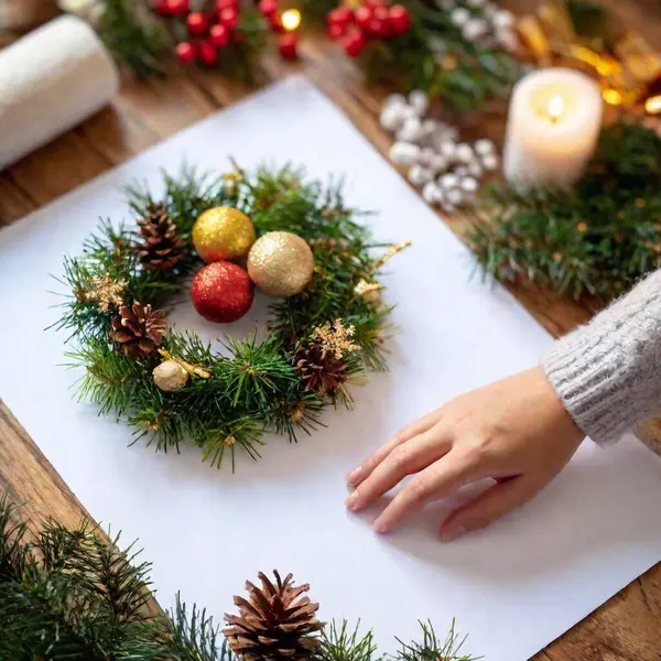 Woman Holding Christmas Wreath — Stock Photo, Image