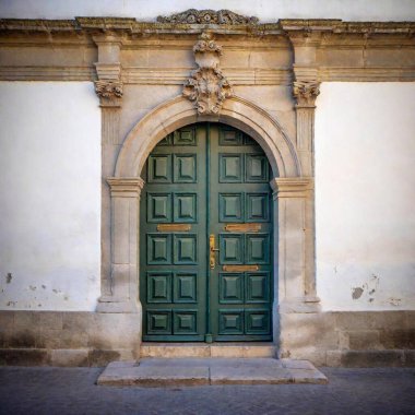 old wooden door in the city of jerusalem, israel clipart