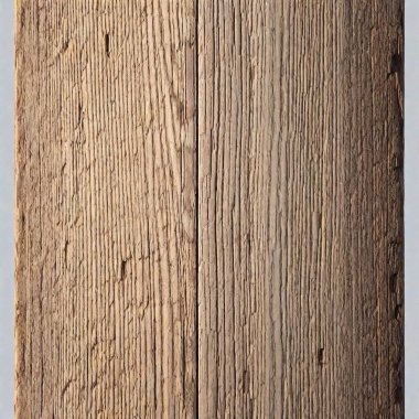 A 3D visualization of an old, weathered wooden plank with detailed textures, including cracks and splinters, set against a neutral background clipart