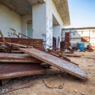 rusty abandoned building with a window clipart