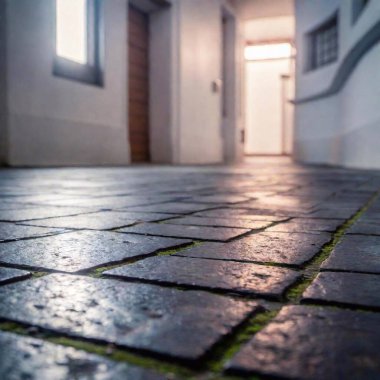 Futuristic Urban Floor: A flatlay image of a stone floor that looks to be part of a cyberpunk city, with glowing lines and symbols etched into the stones, captured in macro detail and soft focus to create depth and intrigue. clipart