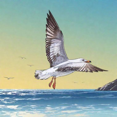 seagulls flying in the sky clipart