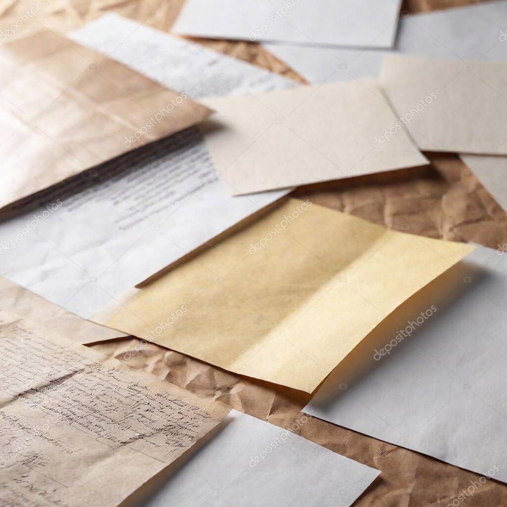 Blank paper sheets on wooden background