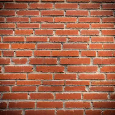 a detailed brick wall texture background with a classic red brick pattern. Include variations in brick color and slight imperfections in the mortar to capture an authentic, aged appearance clipart